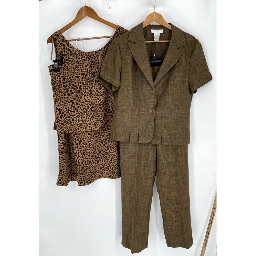 NWT Sag Harbor Dress 10 Womens 4 Piece Suit Jacket Tank Pants Skirt Animal Print